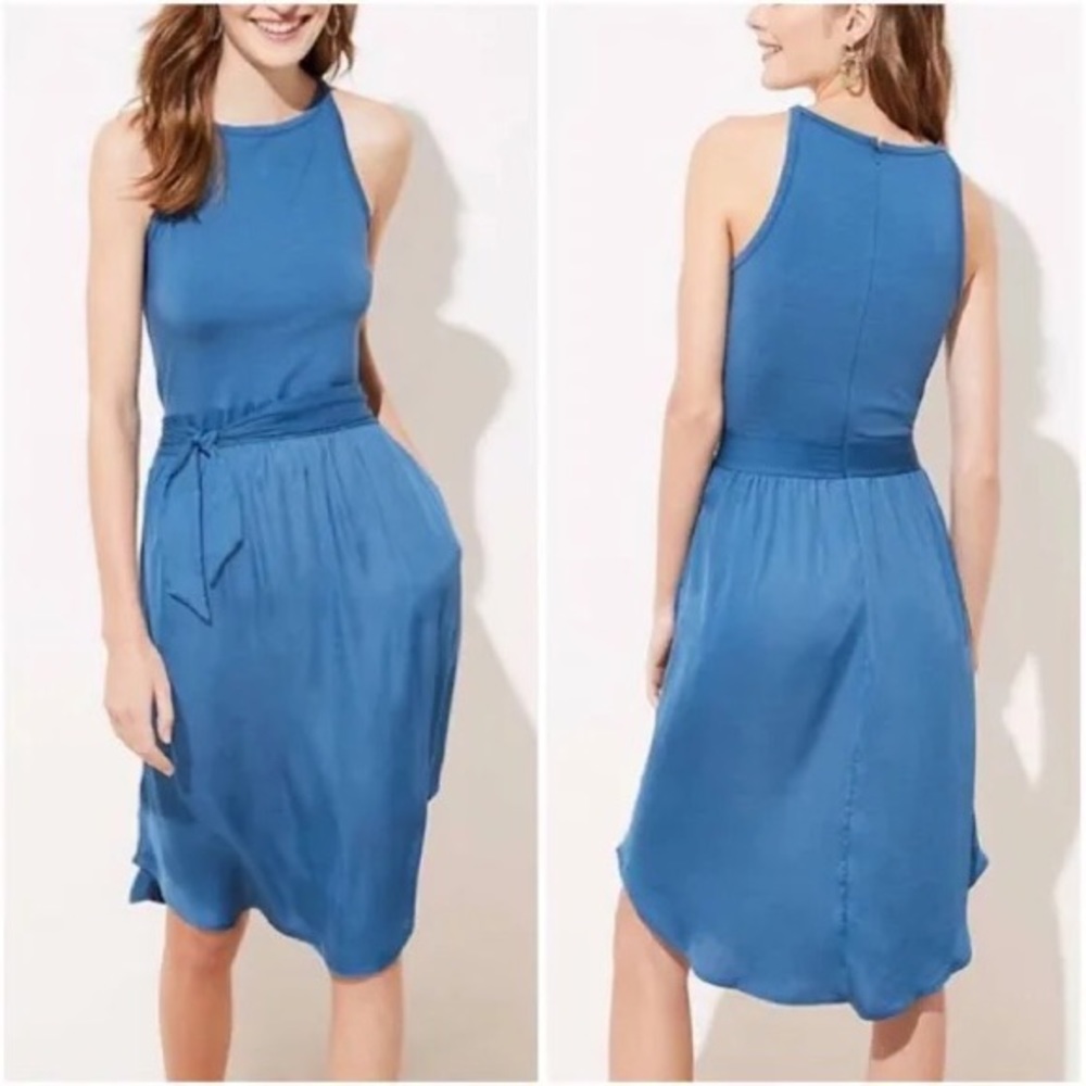 Mixed media midi pocket dress. NWOT, great condition, never worn. Has pockets.